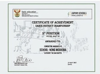 3rd Position (60.67%) - SASCE District Championship