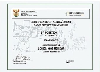 Position 1 (55%) - SASCE Cluster Championship (Grade 5-7)